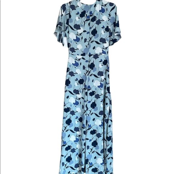 Halogen(r) Gathered Neck Midi Dress In Blue- Navy Floral Size XS - Picture 2 of 7